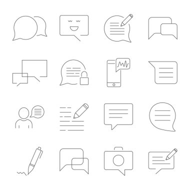 İleti dizi vektör hat simgeleri ile ilgili. SMS, sohbet, mesaj, konuşma.