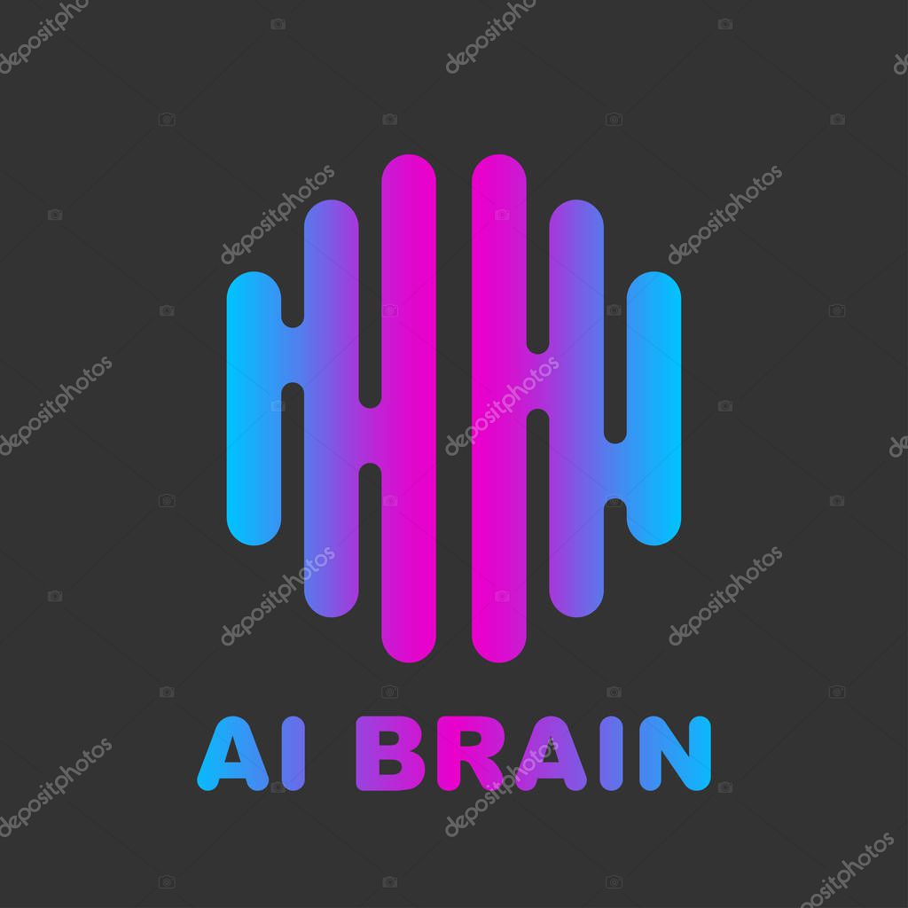 Artificial intelligence brain logo - vector AI technology concept symbol or design element. EPS 10