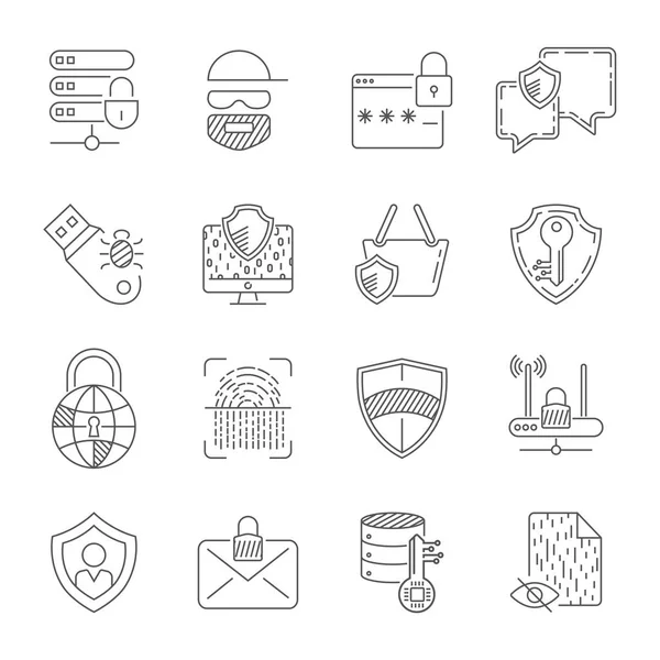 Cyber koruma, internet güvenliği, çevrimiçi suç. Koruyun, sistem gizlilik mekanizması. Vektör çizim. Düzenlenebilir inme. EPS 10