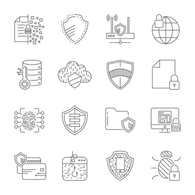 Gdpr Gizlilik İlkesi Icon set. Güvenlik bilgileri, Gdpr veri koruma, kalkan, çerezleri İlkesi, uyumlu, kişisel veri, asma kilit ve benzeri simgeler dahil