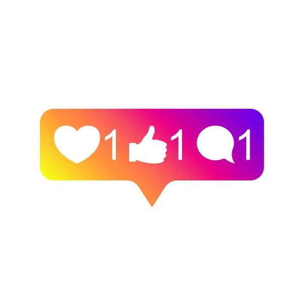 Sociale media Instagram moderne zoals 1, aanhanger 1, commentaar 1 kleur voor de kleurovergang. Leuk vindt, volgeling, commentaar knop, pictogram, symbool, ui, app, web. Vectorillustratie. EPS-10. — Stockvector