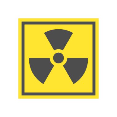 Radyoaktif uyarı sarı renk üçgen işareti. Radyoaktivite uyarı vektör simgesi.