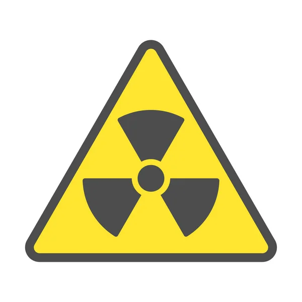 Radioaktive Zone, Vektorzeichen oder Symbol. Warnung radioaktive Zone in Dreieck Symbol isoliert auf gelbem Hintergrund mit Streifen. Radioaktivität. gefährlich — Stockvektor