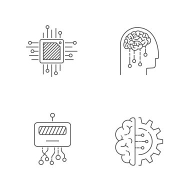 AI Icons set. Yapay zeka simgeler. Düzenlenebilir inme. EPS 10