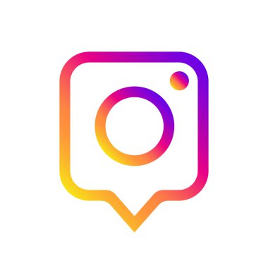 Fotoğraf kamera simgesi olarak sosyal medya bildirim ileti penceresi degrade arka plan ile. Sosyal Medya Fotoğraf simge. Sosyal ağ, web, UI, mobil, uygulama vektör çizim için öğe. EPS 10