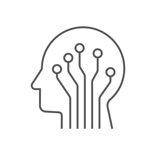 Ai - Concept d'intelligence artificielle. contour du visage en ligne de circuit . — Image vectorielle