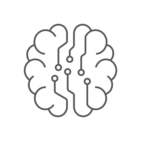 Значок цифрового мозга, концепция искусственного интеллекта, много, хай-тек. Линейная векторная иллюстрация. Редактируемый удар. EPS 10 — стоковый вектор