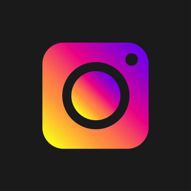 Simge fotoğraf dijital kamera koyu arka plan üzerinde renkli vektör görüntüsü. Modern işareti app, program, kullanıcı arabirimi, web. EPS 10