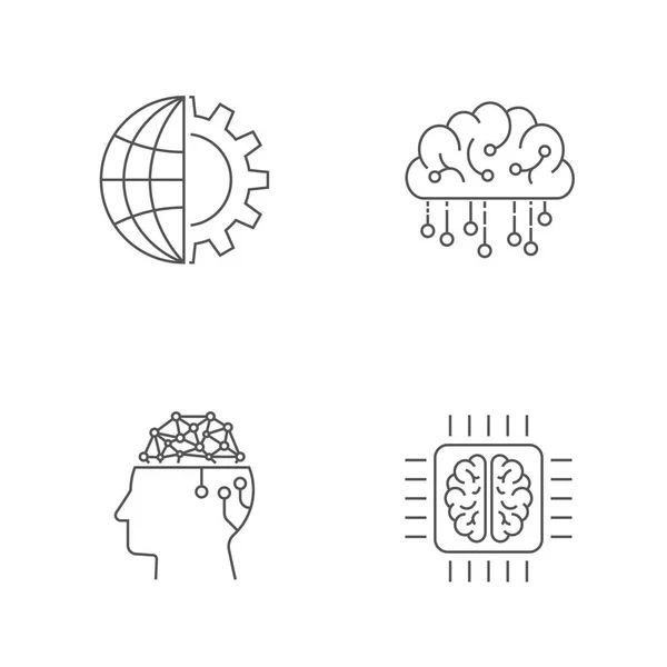 現代の技術。Ai のコンセプトです。編集可能なストローク。Eps 10 — ストックベクタ