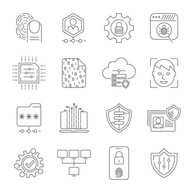 Kişisel verilerin korunması Simgeler, güvenli hesap giriş, kullanıcı arabirimi giriş, hesap kaydı, site erişim yetkilendirme, online koruma ve güvenlik. Web afişleri ve uygulamaları için tasarım. Eps 10