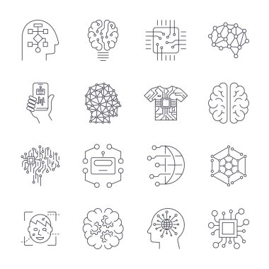 Yapay zeka, AI Icon set.