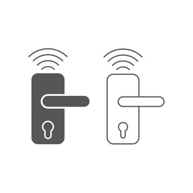 Akıllı ev, kablosuz kapı kilidi vektör simgesi, akıllı kilit sistemi. Web sitesi veya mobil uygulama için modern, basit düz vektör illüstrasyon. Eps 10