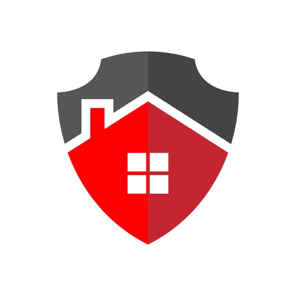 ホームロゴの保護。盾の形で家のイメージ。プロパティ保護の概念。エプス 10. — ストックベクタ