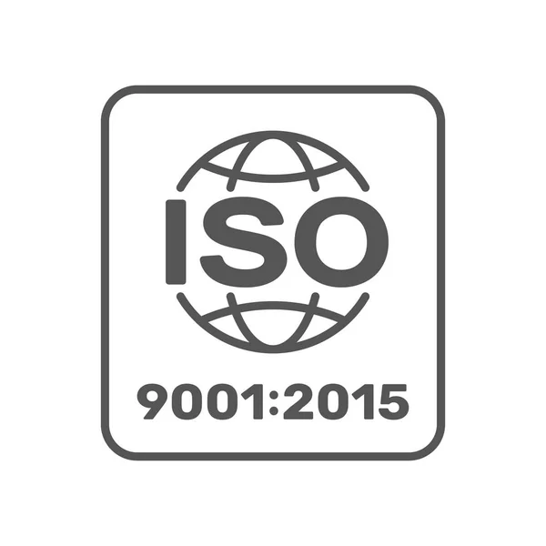 Symbol för ISO 9001 2015 certifierad. Vektor illustration. EPS 10. — Stock vektor