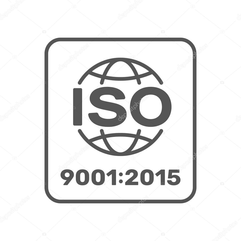 Symbol of ISO 9001 2015 certified. Vector Illustration. EPS 10