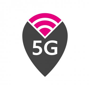 Vektör teknolojisi simge ağ işareti 5g. Düz tarzda İllüstrasyon mobil internet 5g işareti. Konum 5g noktası. Eps 10.