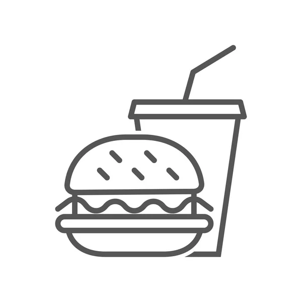 Hamburger és szóda elvenni. Gyorsétterem vektor ikon. 10 EPS. — Stock Vector