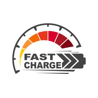 Pil şarj logo simgesi. Hızlı ve hızlı şarj logo simgesi. Eps 10.