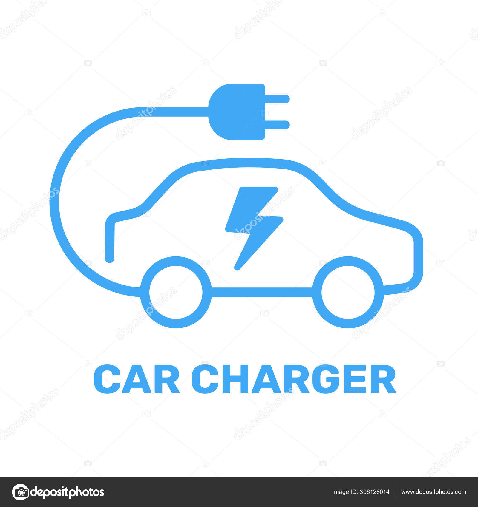 Electric vehicle power charging station. Electrical car symbol