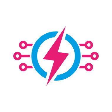 Elektrik yuvarlak simgesi. Vektör illüstrasyon stili bir daire içinde düz ikonik iki renkli sembolüdür. Web ve yazılım arayüzleri için tasarlanmıştır. Vektör İllüstrasyon. Eps 10