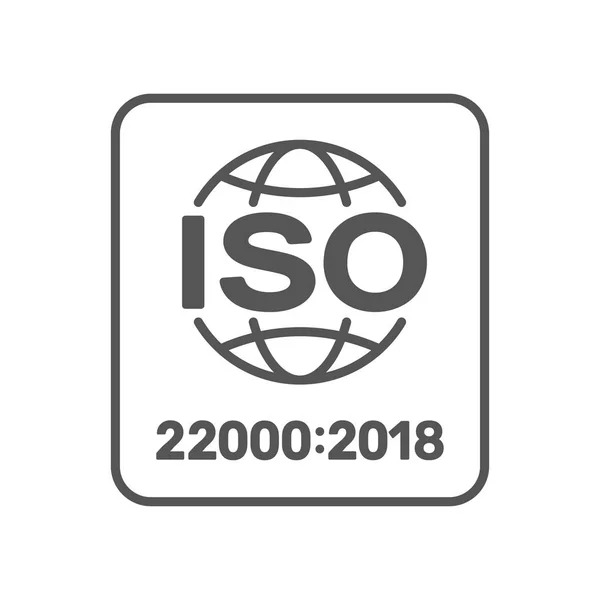 Τυπικό σήμα πιστοποιητικού ISO 22000. ISO 22000:2018. Διαχείριση της ασφάλειας των τροφίμων. Κέρδος ανά μετ. 10. — Διανυσματικό Αρχείο