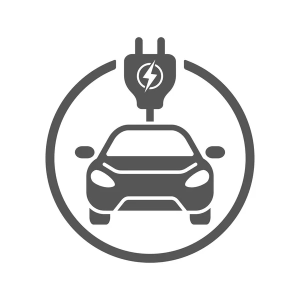 Elektrische auto. Plat vector pictogram. Eenvoudig zwart symbool op witte achtergrond. EPS 10 — Stockvector