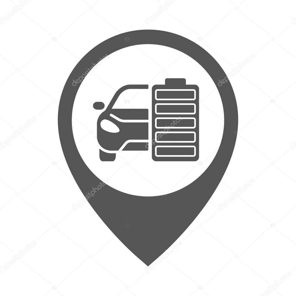 Car charging station geo point. Electric car icon vector sign traffic symbol vehicle technology automobile. EPS 10.