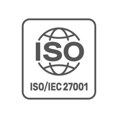 Iso 27001 2013 standart sertifikalı - Bilgi güvenliği yönetimi. Iso 27001 işareti. Eps 10.