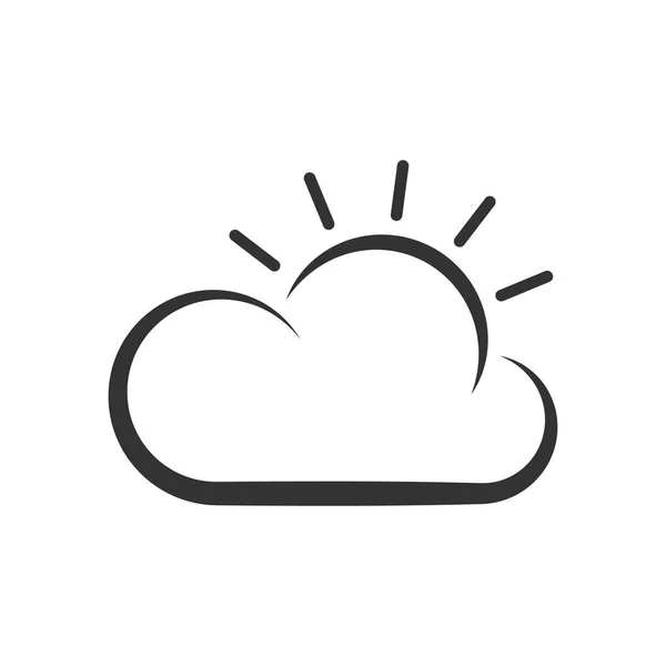 Thin line icon of weather. Sun and cloud. Vector lines illustration. EPS 10 — Stock Vector