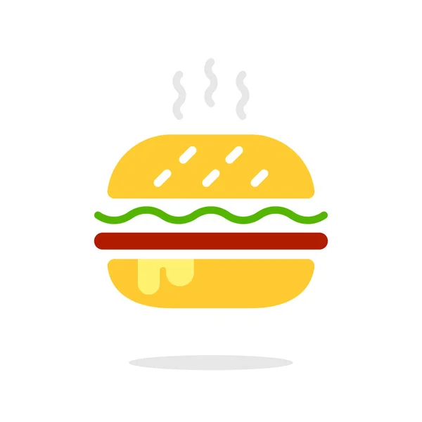 汉堡标志图标为扁平风格. 汉堡包彩色矢量插图白色孤立的背景. 芝士汉堡业务的概念。 向量汉堡包经典汉堡美国芝士汉堡。 Eps 10. — 图库矢量图片