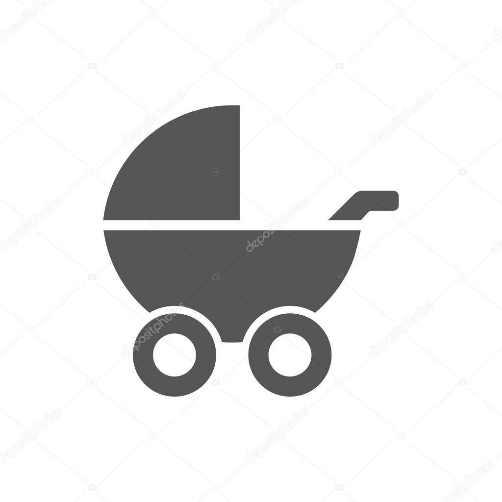 Baby buggy simple icon grey color on white background. Vector illustration. EPS 10