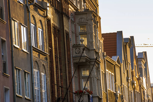 Old historical colorful building architecture facade of Old Town in Gdansk