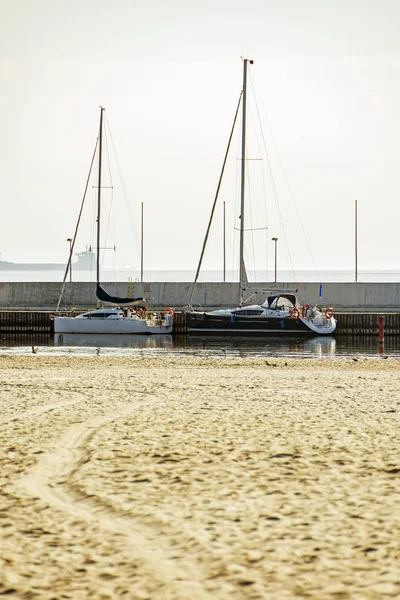 Marina Porto Porto Com Barco Iate Gdynia — Fotografia de Stock