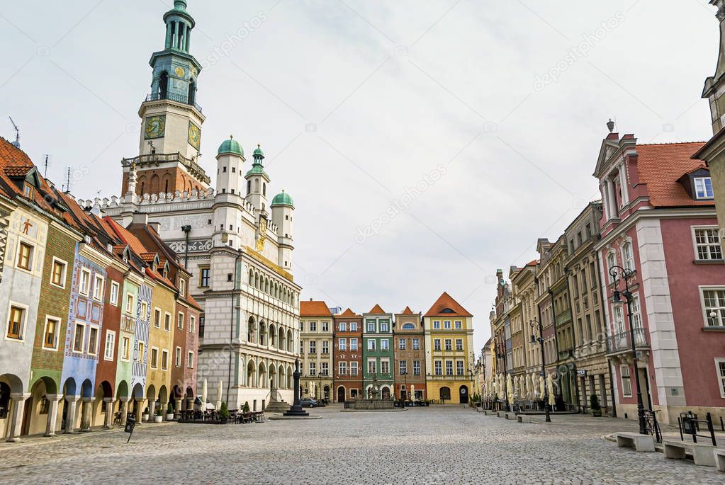 Historic town hall architecture in Poznan