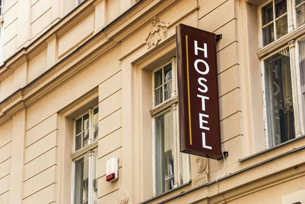 Hostel letters street sign — Stock Photo, Image