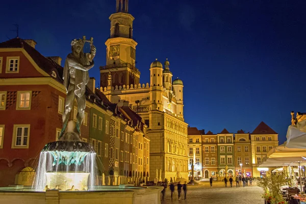Old famous square market with restaurants and cafe in Poznan