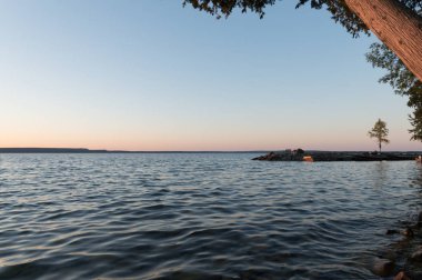 Göl Manitou kıyı günbatımı manzara Manitoulin Adası