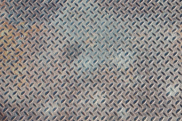 Grungy Industrial Checker Plate Background Texture with Rusty Wo — Stock Photo, Image