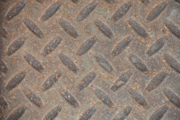 Rusty grungy Industrial Checker Plate Textura de fondo con Ru — Foto de Stock