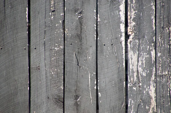 Grungy verweerde verticale zwarte geschilderde schuur platen op een oude ou — Stockfoto