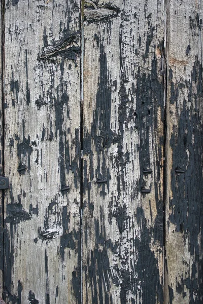 Grungy Peeling Schilferen Zwarte Verf Grijs Houten Planken Close Behang — Stockfoto