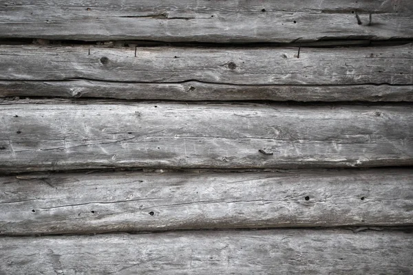 Drsný Staré Zvětralé Srub Pozadí Zeď Closeup Protokoly Zvětralé Dřevo — Stock fotografie