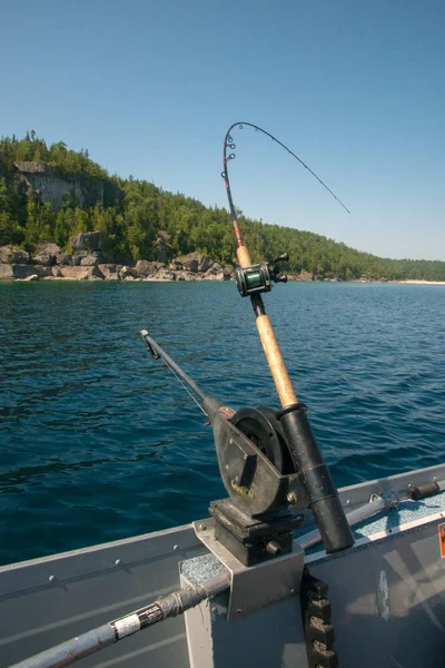 Downrigging Fishing Rod Downriggers Bruce Peninsula Shoreline — Stock Photo, Image