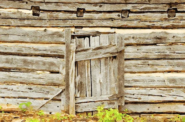 Akvarel Malba Pozadí Starožitných Problémových Dřevěných Prken Desek Starých Staveb — Stock fotografie
