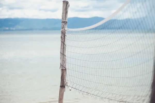 Volleyballnetz Strand Nahsicht — Stockfoto