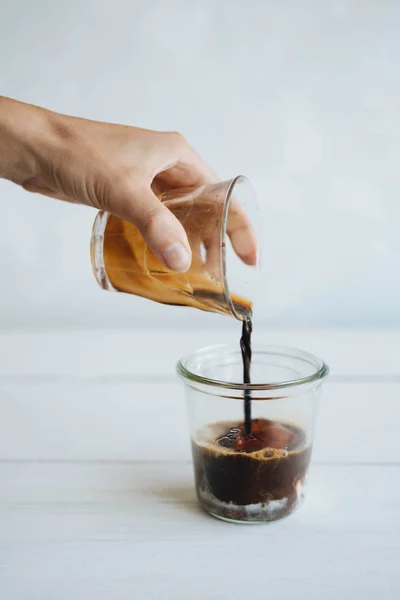 Vanilyalı dondurma ve espresso kahve affogato — Stok fotoğraf