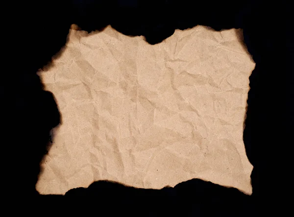 Burnt Paper Sheet Isolated Black Background — Stock Photo, Image