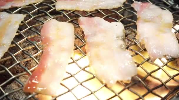 Yakiniku Grelhar Carne Restaurante Japonês — Vídeo de Stock