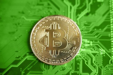 Bitcoin makro çekim yeşil anakart, bitcoin incelemesi kavramı üzerinde