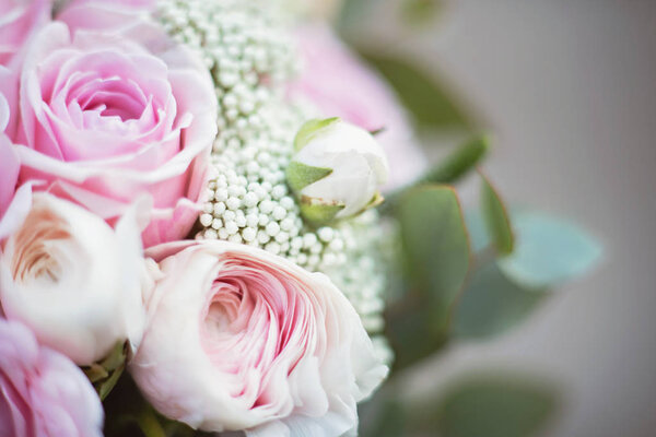 stylish wedding attributes of bride. classic bride's bouquet